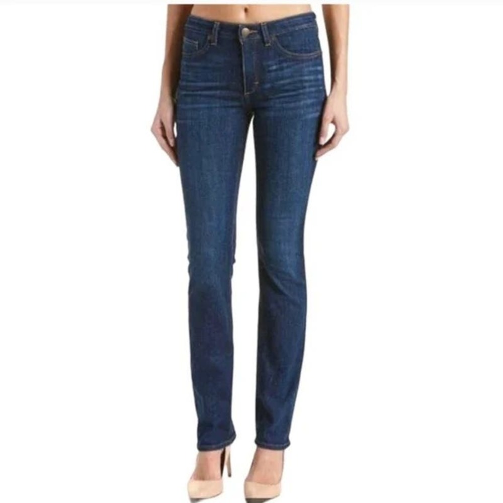 Spanx Slim X Straight Blue Mid rise Dark Wash Denim Jeans Size 25